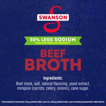 Swanson 50% Less Sodium Beef Broth, 14.5 oz