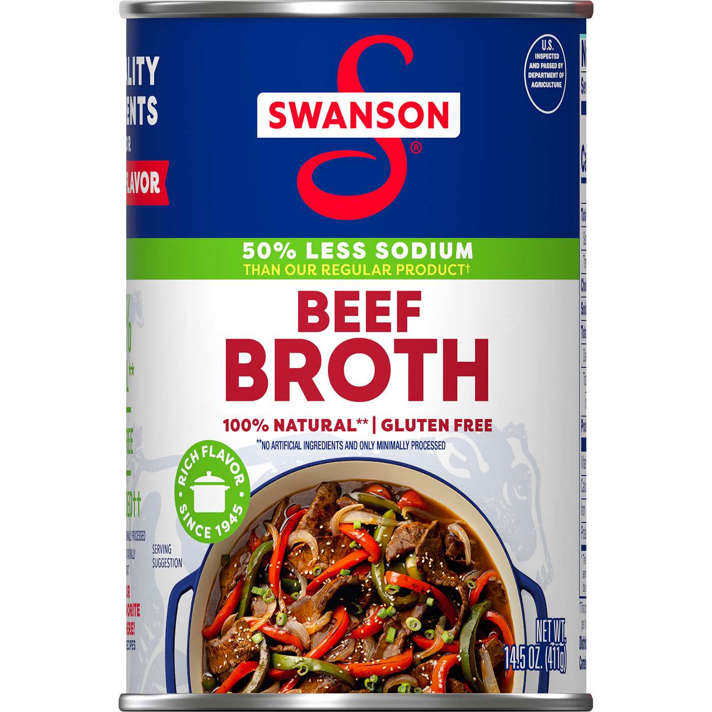 Swanson 100% Natural, 50% Less Sodium Beef Broth; image 1 of 4