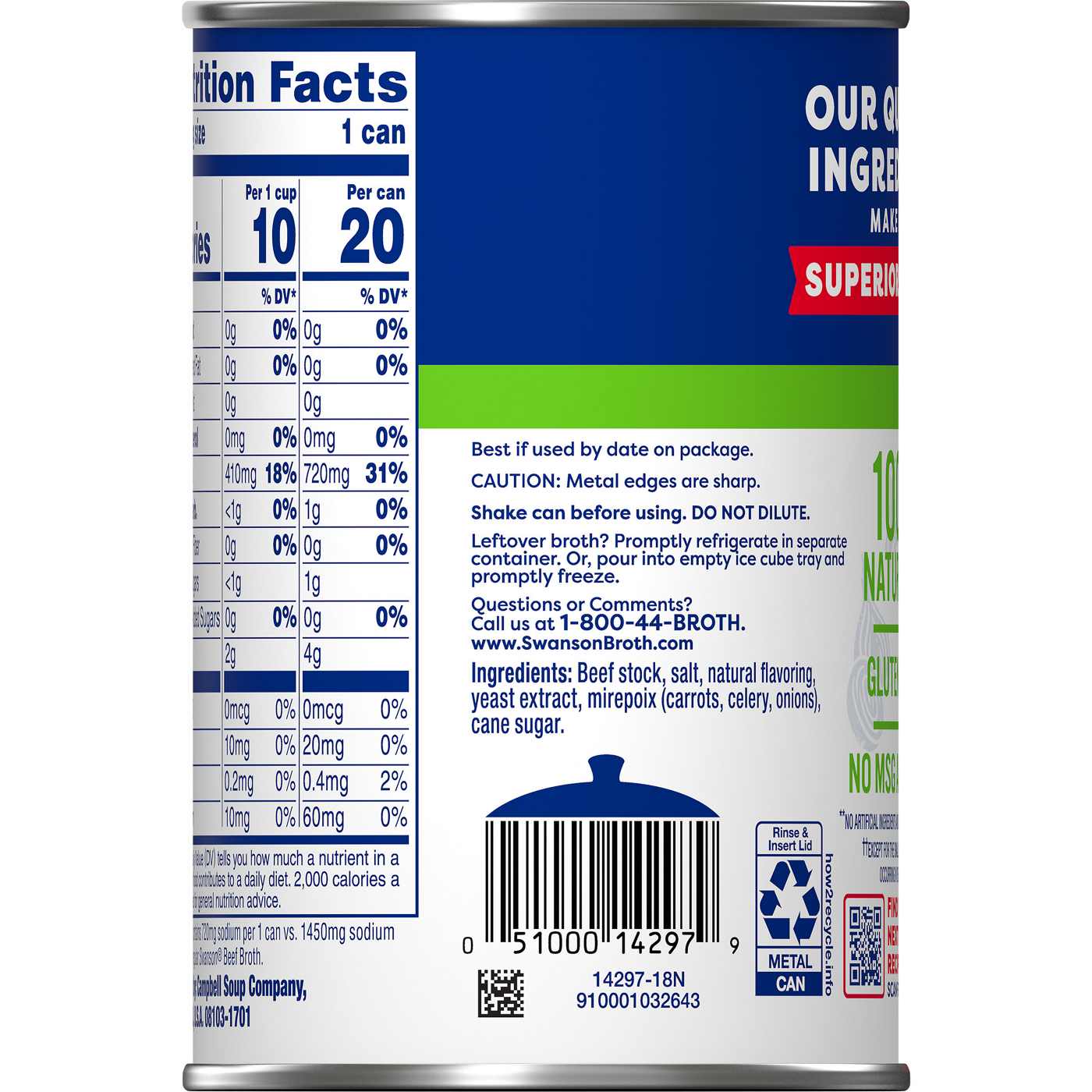 Swanson 100% Natural, 50% Less Sodium Beef Broth; image 2 of 4