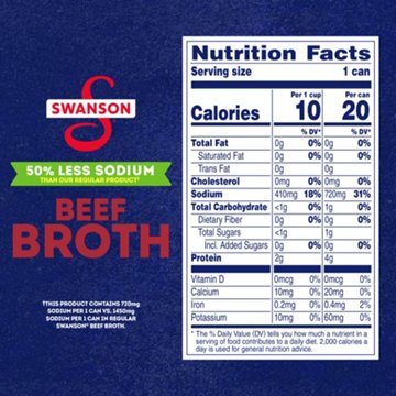 Swanson 50% Less Sodium Beef Broth, 14.5 oz