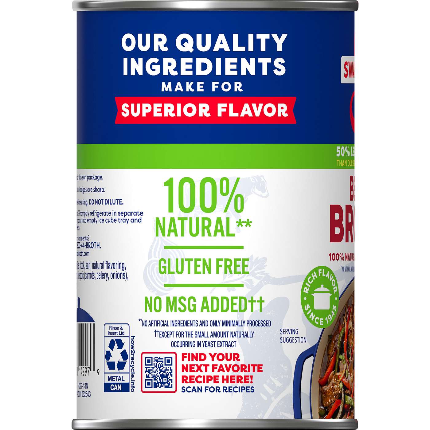 Swanson 50% Less Sodium Beef Broth; image 5 of 10