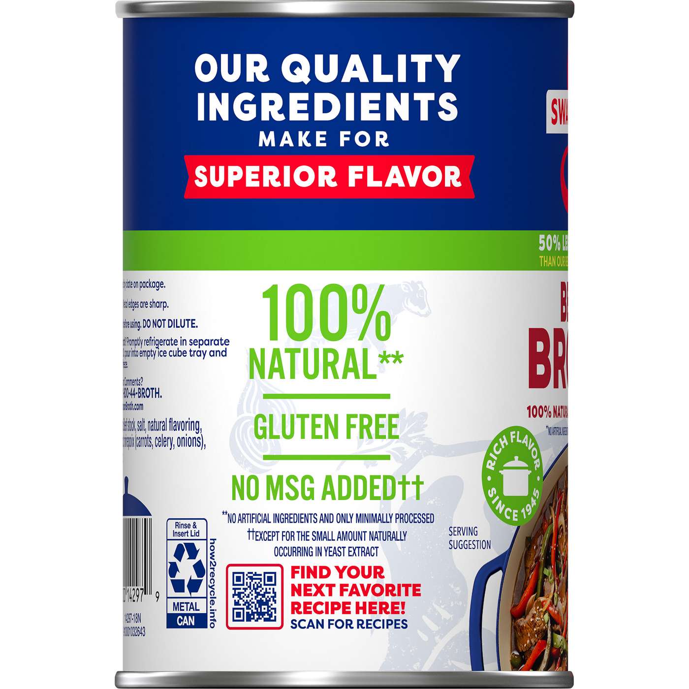 Swanson 100% Natural, 50% Less Sodium Beef Broth; image 4 of 4