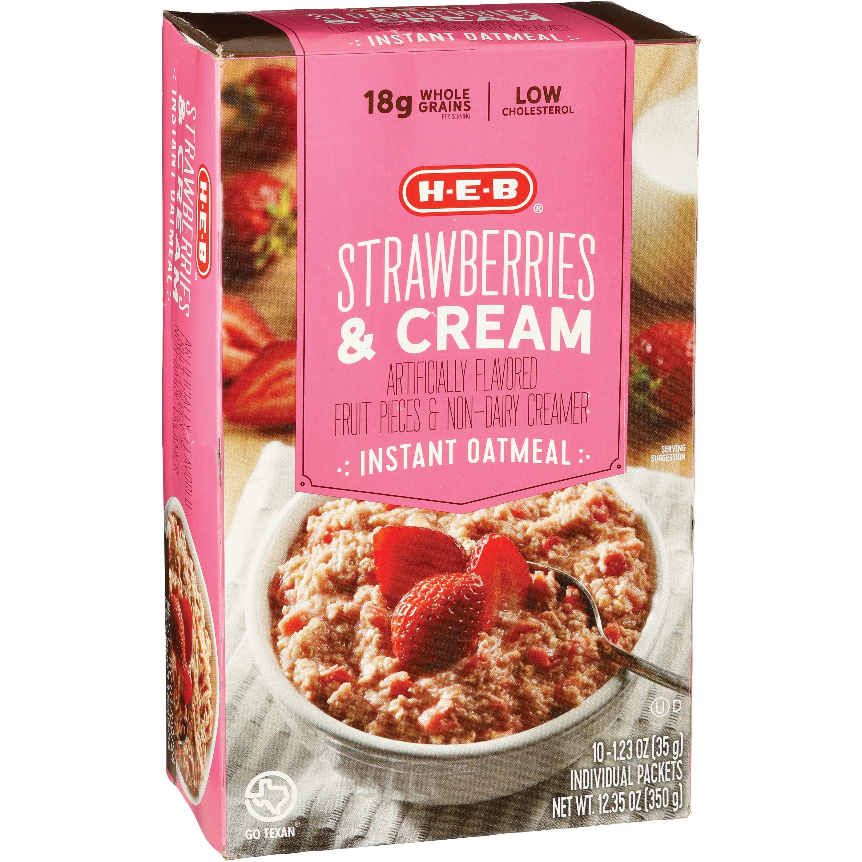 H-E-B Instant Strawberries & Cream Instant Oatmeal - Shop Oatmeal & Hot ...