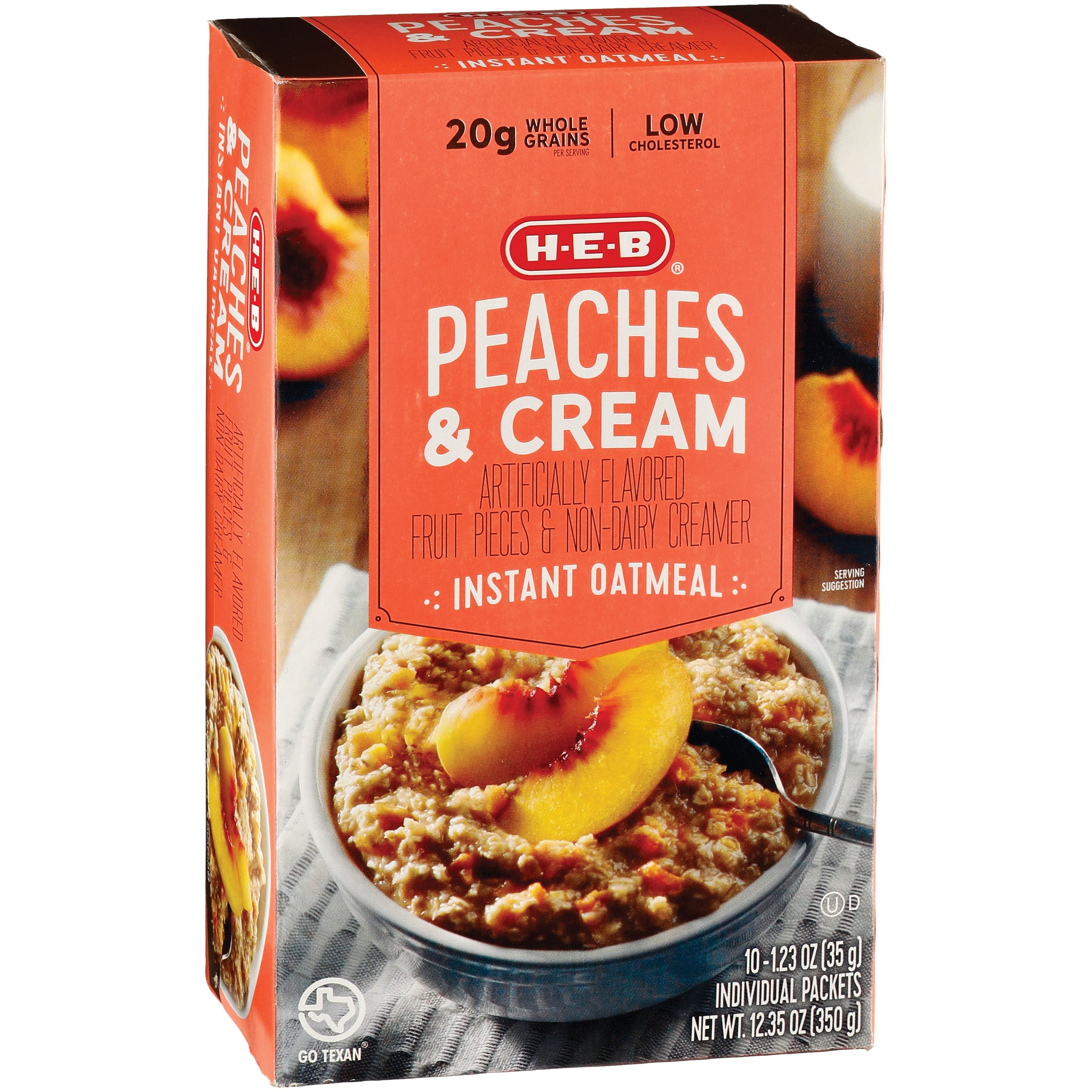 HEB Peaches & Cream Instant Oatmeal Shop Oatmeal & Hot Cereal at HEB
