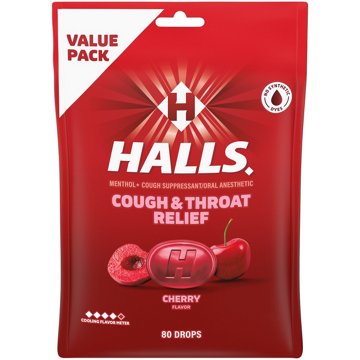 Halls Cherry Cough Drops, 80 pk