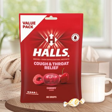 Halls Cherry Cough Drops, 80 pk