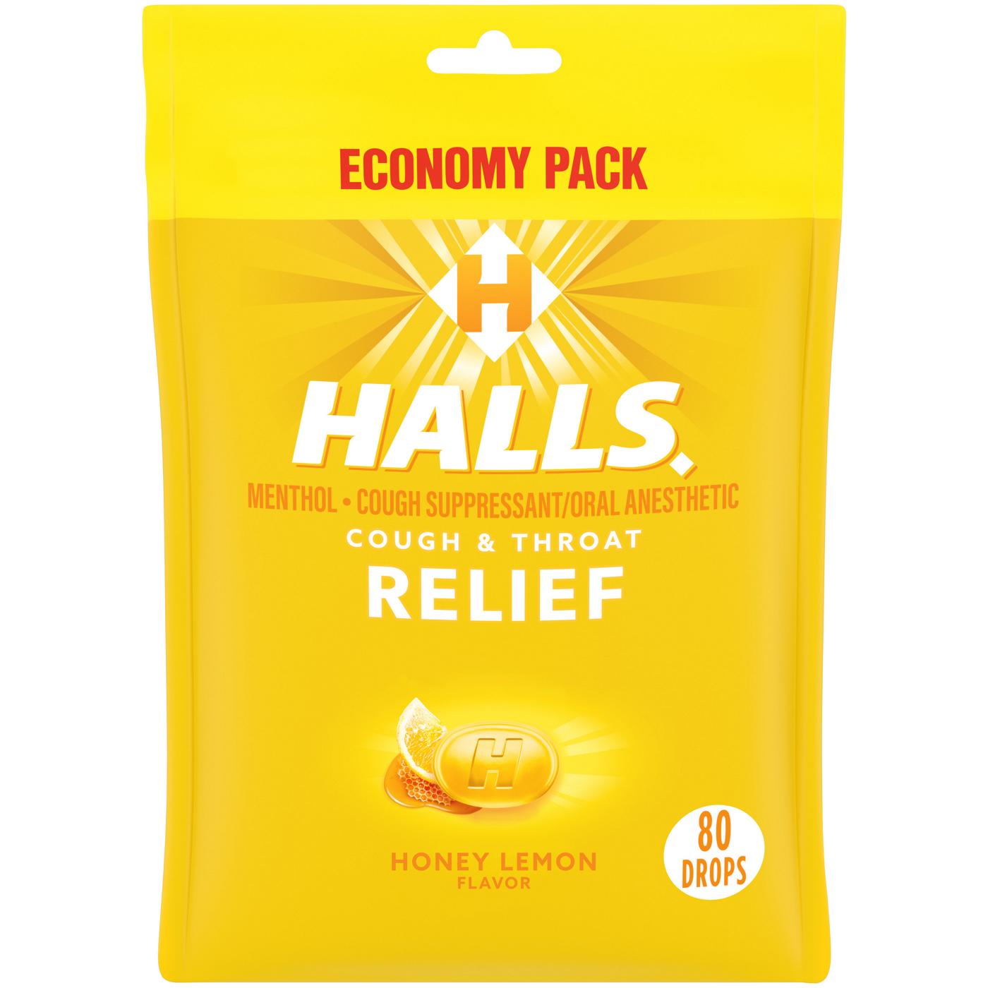 Halls Relief Cough Drops - Honey Lemon; image 1 of 6