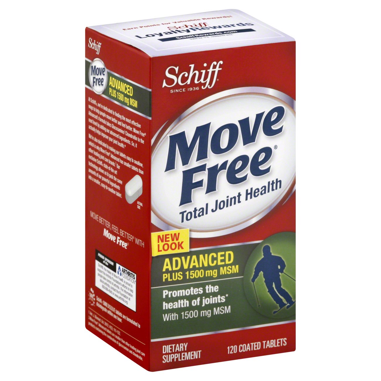  Move Free Advanced Plus MSM Coated Tablets, Joint Health  Supplement with Glucosamine and Chondroitin, 120 Count, Pack of 2 : Health  & Household