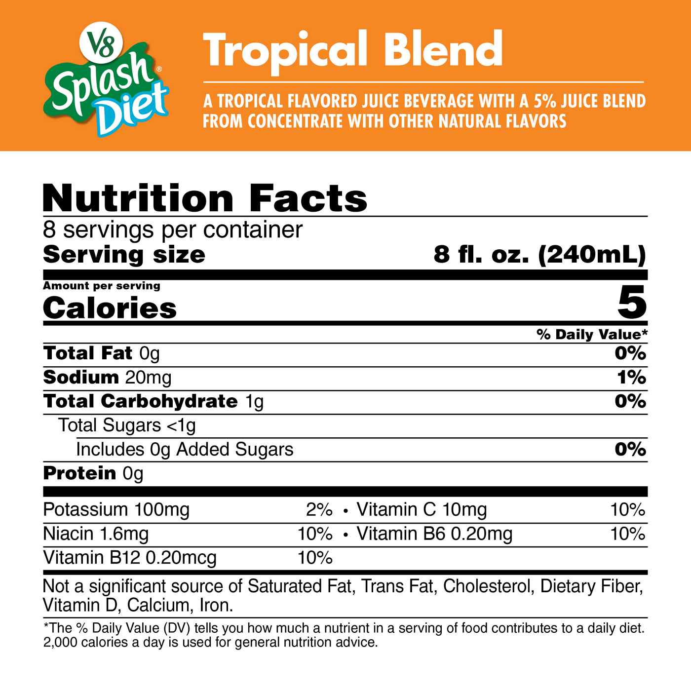 V8 Splash Diet Tropical Blend Flavored Juice Beverage; image 3 of 6