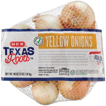 H-E-B Texas Roots Fresh Yellow Onions, 3 lb bag