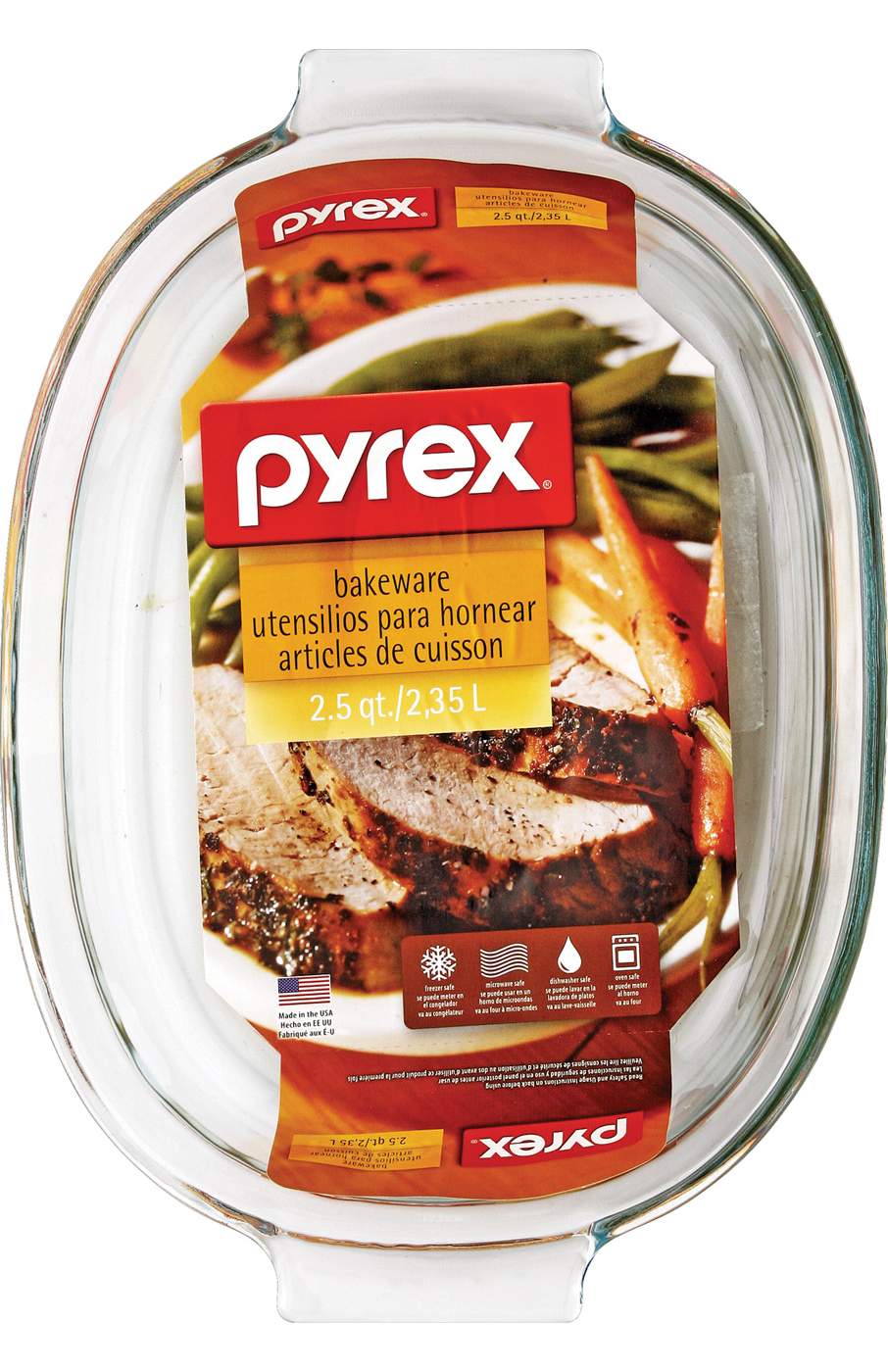 Pyrex 2.5 Quart Oval Glass Roaster; image 2 of 2