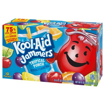 Kool-Aid Jammers Tropical Punch Drink Pouches, 10 ct, 6 oz