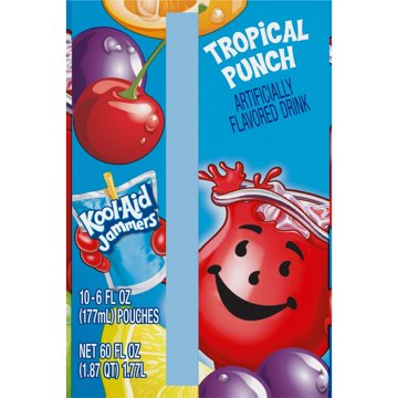 Kool-Aid Jammers Tropical Punch Drink Pouches, 10 ct, 6 oz