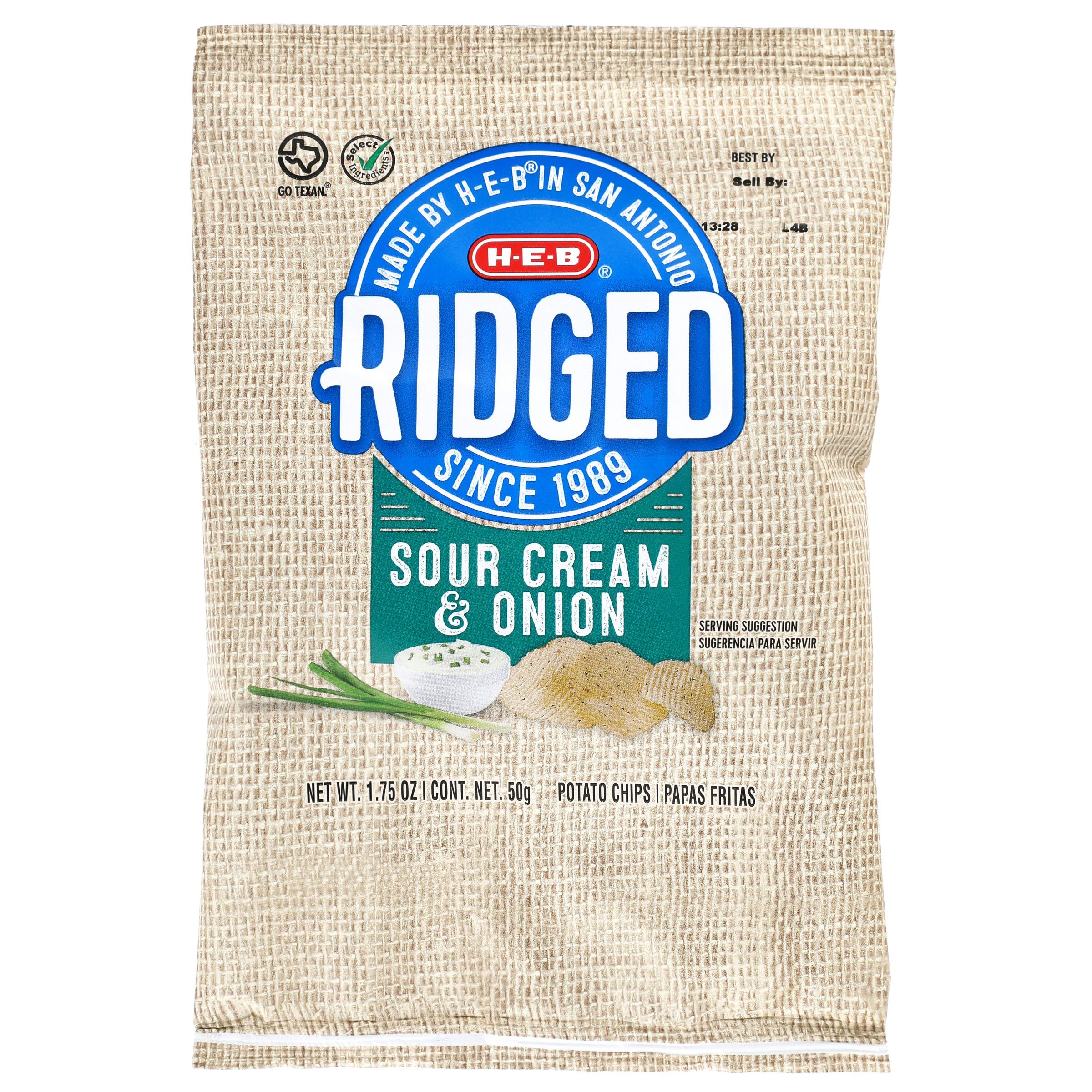 H-E-B Ridged Potato Chips - Sour Cream & Onion, 1.75 oz | Joe V's