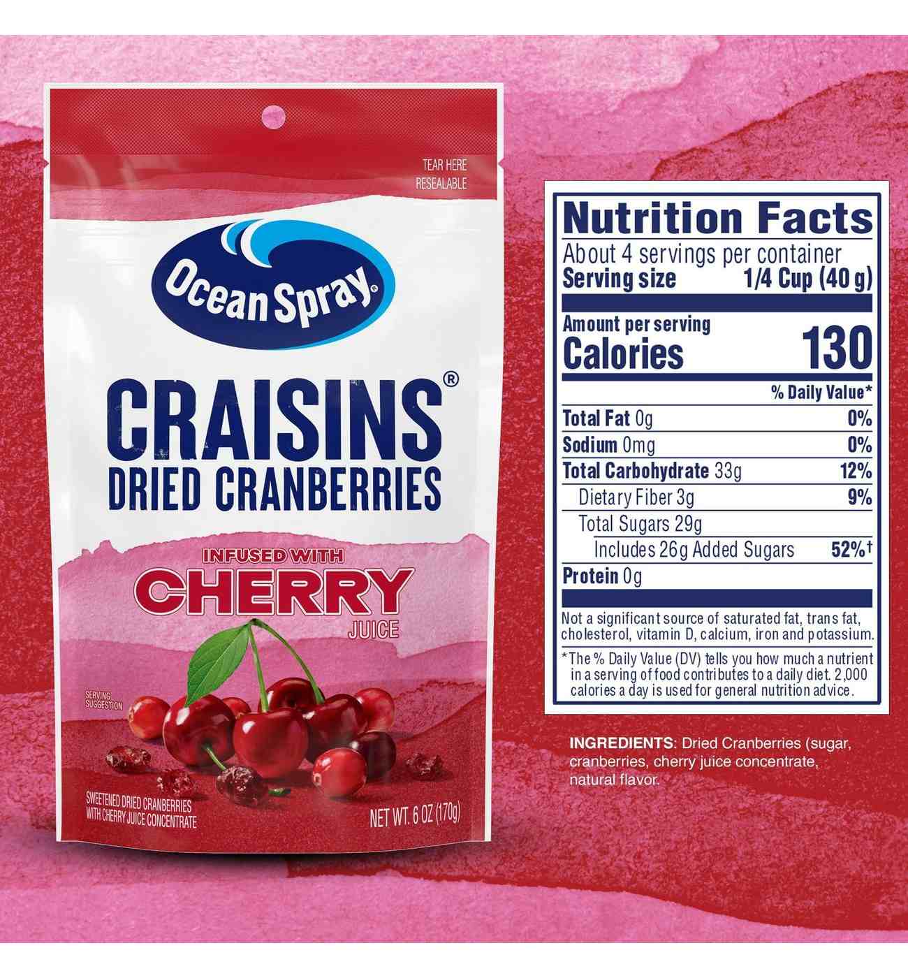 Ocean Spray Craisins Dried Cranberries Infused with Cherry Juice; image 5 of 8