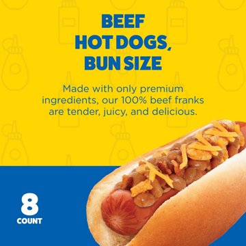 Ball Park Bun Size Uncured Beef Hot Dogs, 15 oz