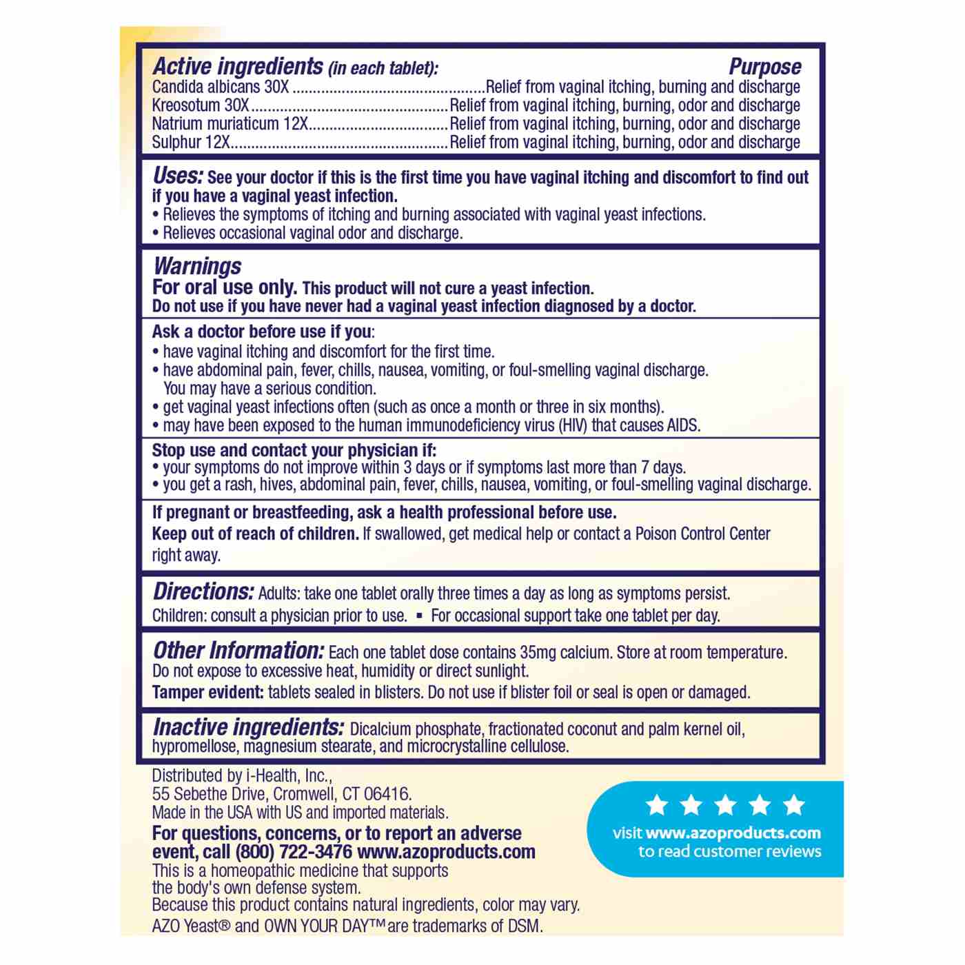 Azo Yeast Plus Yeast Infection Relief Tablets Shop Medicines