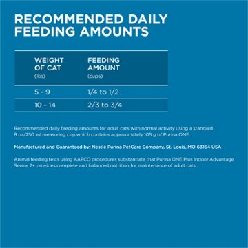 Purina ONE High Protein Natural Senior Dry Cat Food Indoor Advantage Senior+