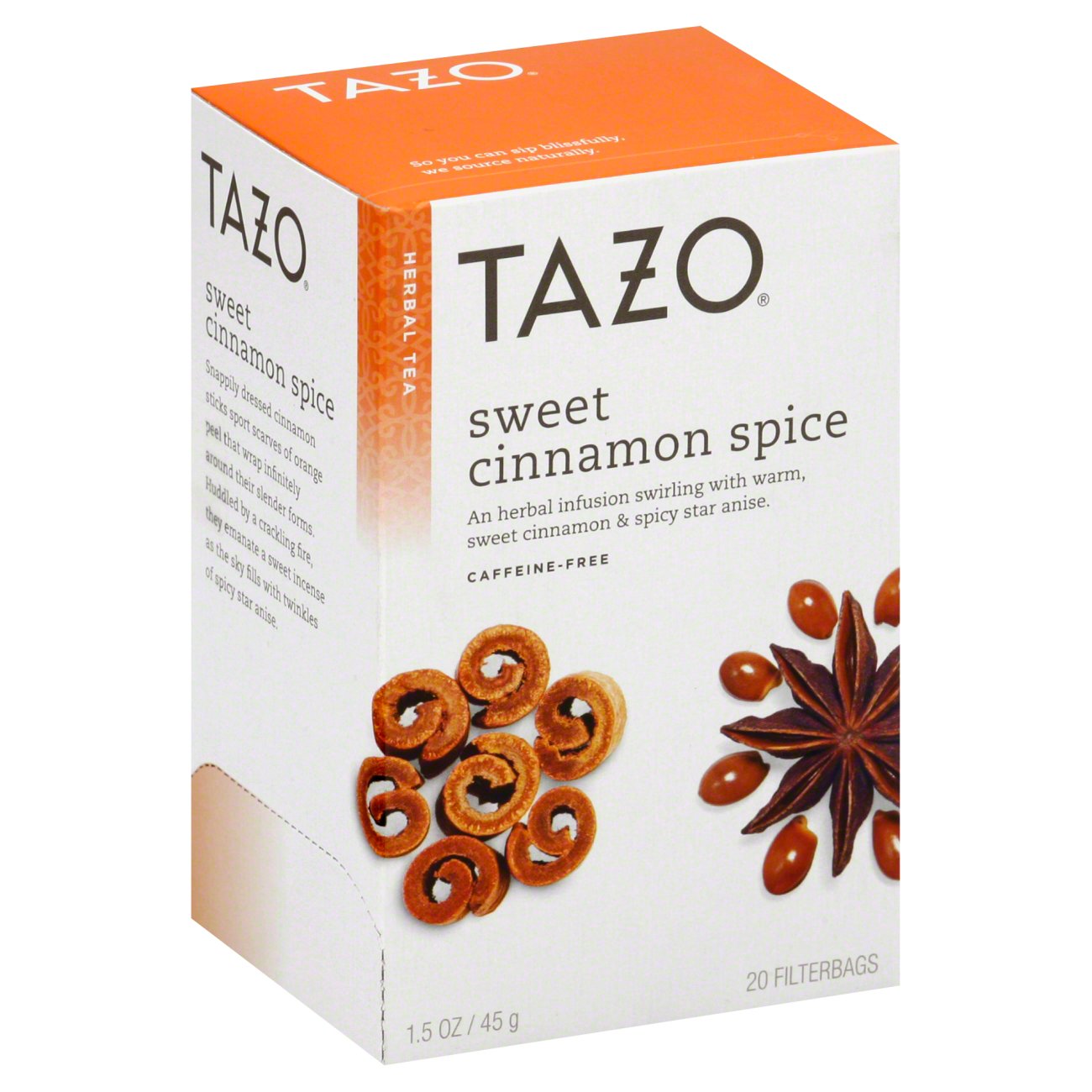 Tazo Sweet Cinnamon Spice Caffeine-Free Herbal Tea Filterbags, 20