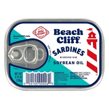 Beach Cliff Sardines in Soybean Oil, 3.75 oz