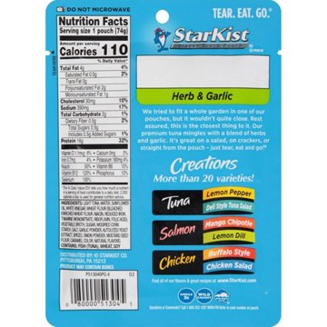 StarKist Tuna Creations Chunk Herb & Garlic Tuna Pouch, 2.6 oz