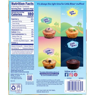 Entenmann's Little Bites Chocolatey Chip Mini Muffins Snack Packs, 5 ct