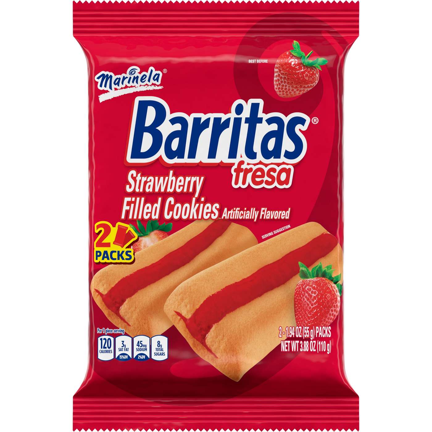 Marinela Barritas Barritas Fresa Filled Cookies 2 pack; image 1 of 3