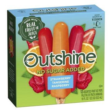 Outshine No Sugar Added Strawberry, Tangerine & Raspberry Frozen Fruit Pops Variety Pack, 12 ct