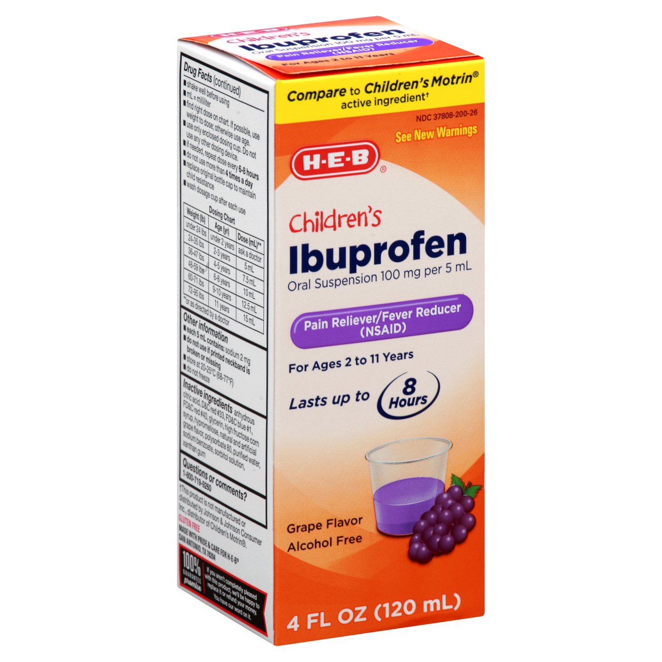 HEB Children's Ibuprofen Oral Suspension 100 Mg Grape Flavor Shop