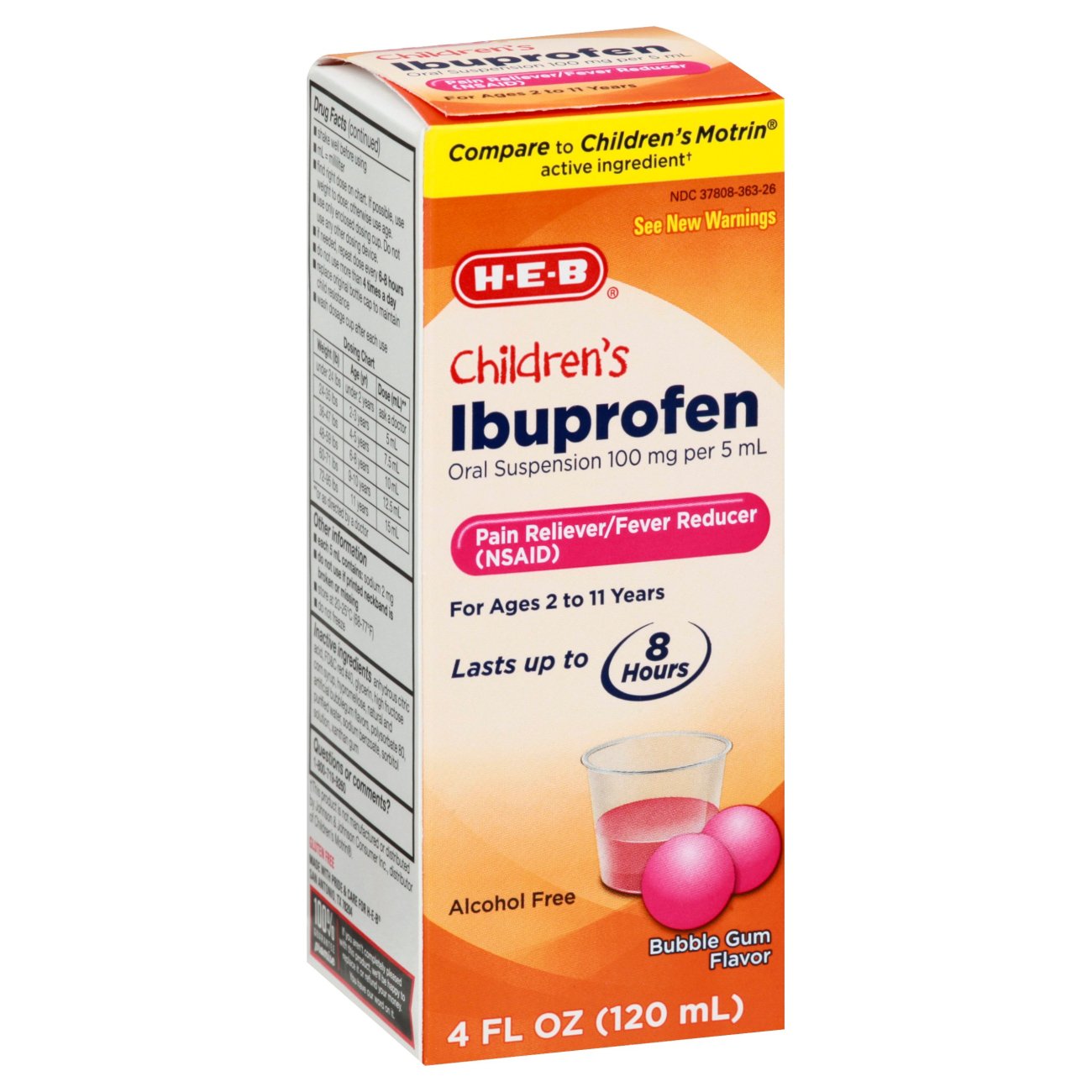 H E B Children S Ibuprofen 100 Mg Oral Suspension Bubble Gum Flavor Shop Pain Relievers At H E B