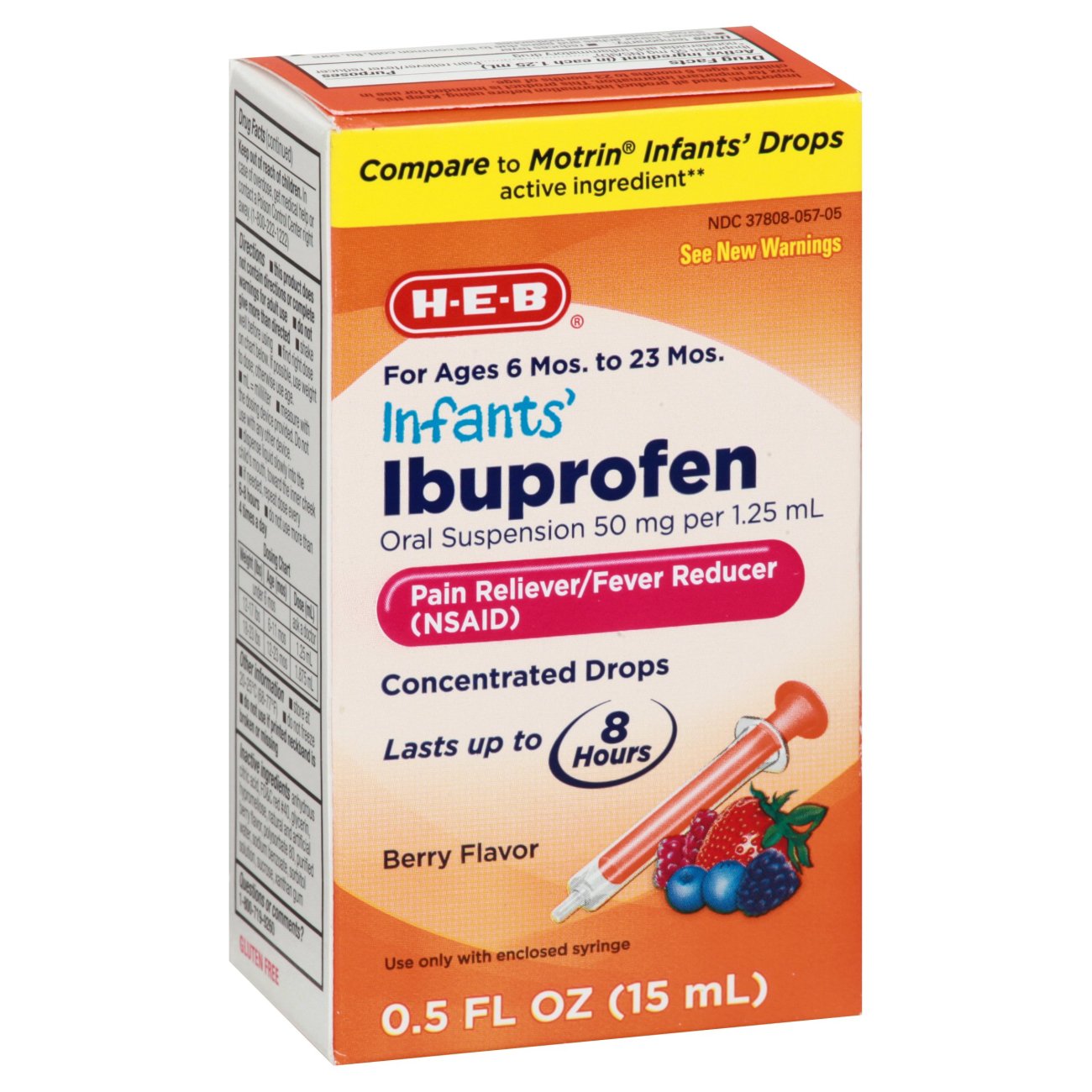 HEB Infants' Ibuprofen 50 Mg Drops For Ages 6 Mos. To 23 Mos. Berry