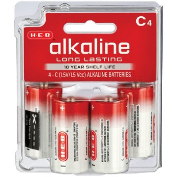 H-E-B Alkaline C Batteries, 4 pk