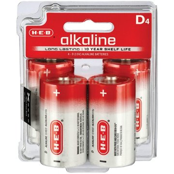 H-E-B Alkaline D Batteries, 4 pk