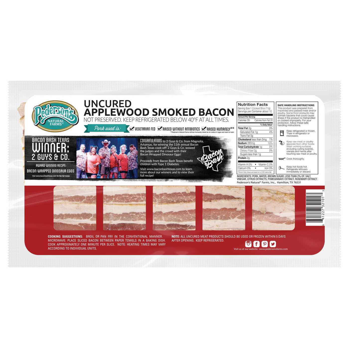 Pederson's Natural Farms Applewood Smoked Uncured Bacon ; image 2 of 2