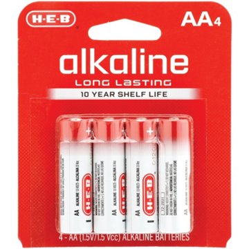 H-E-B Alkaline AA Batteries, 4 pk