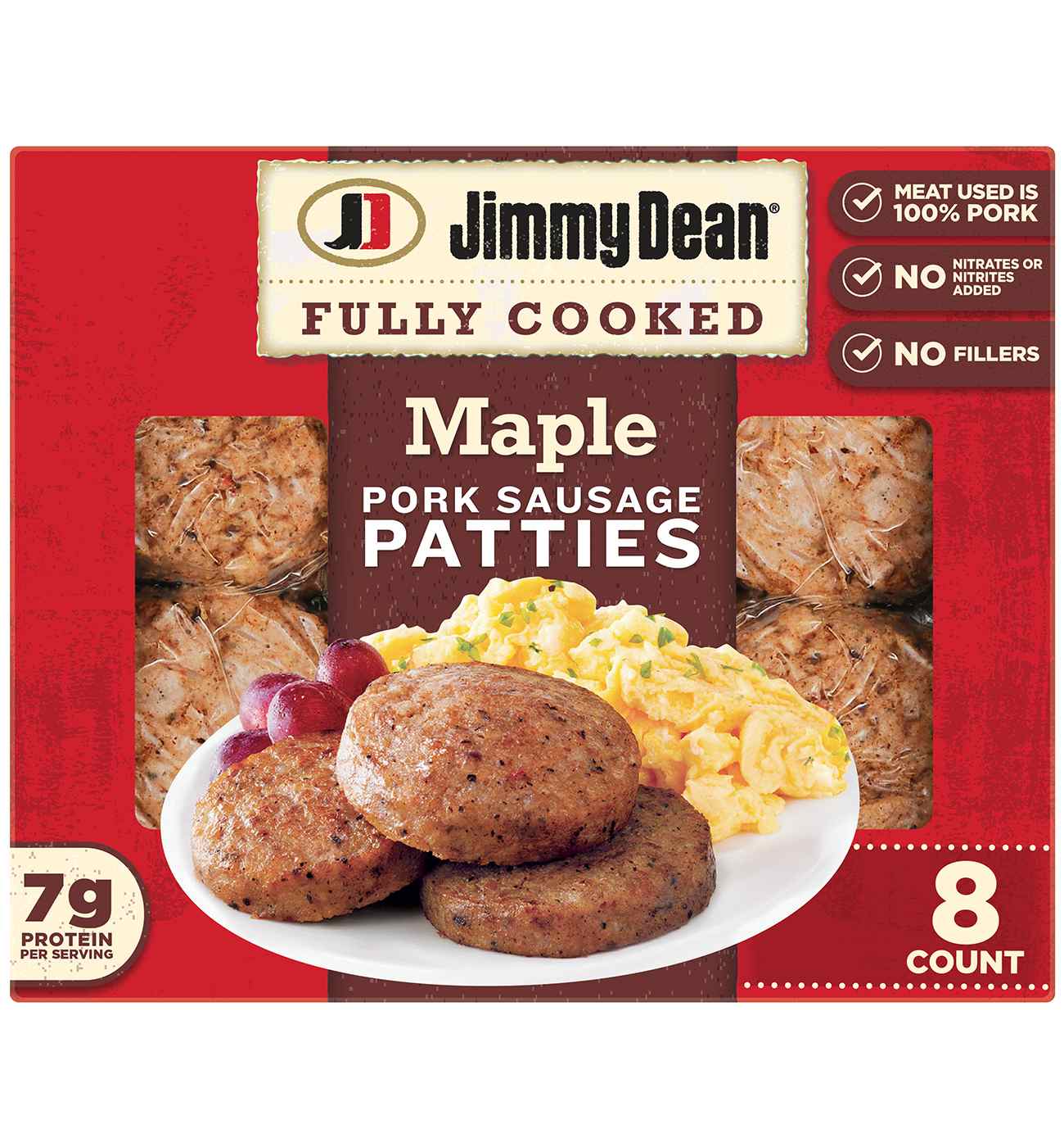 Jimmy Dean Fully Cooked Pork Breakfast Sausage Patties - Maple, 8 ct; image 1 of 6