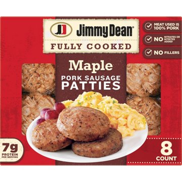 Jimmy Dean Fully Cooked Pork Breakfast Sausage Patties - Maple, 8 ct