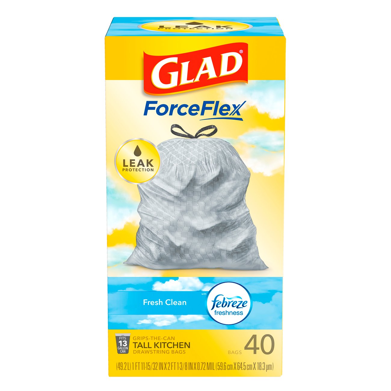 Glad ForceFlex MaxStrength with Febreze Fresh Clean Scent Extra