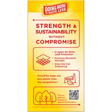 Glad ForceFlex Kitchen Drawstring Trash Bags, 13 Gallon - Febreze Fresh Clean, 40 ct