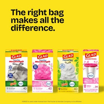 Glad ForceFlex Kitchen Drawstring Trash Bags, 13 Gallon - Febreze Fresh Clean, 40 ct