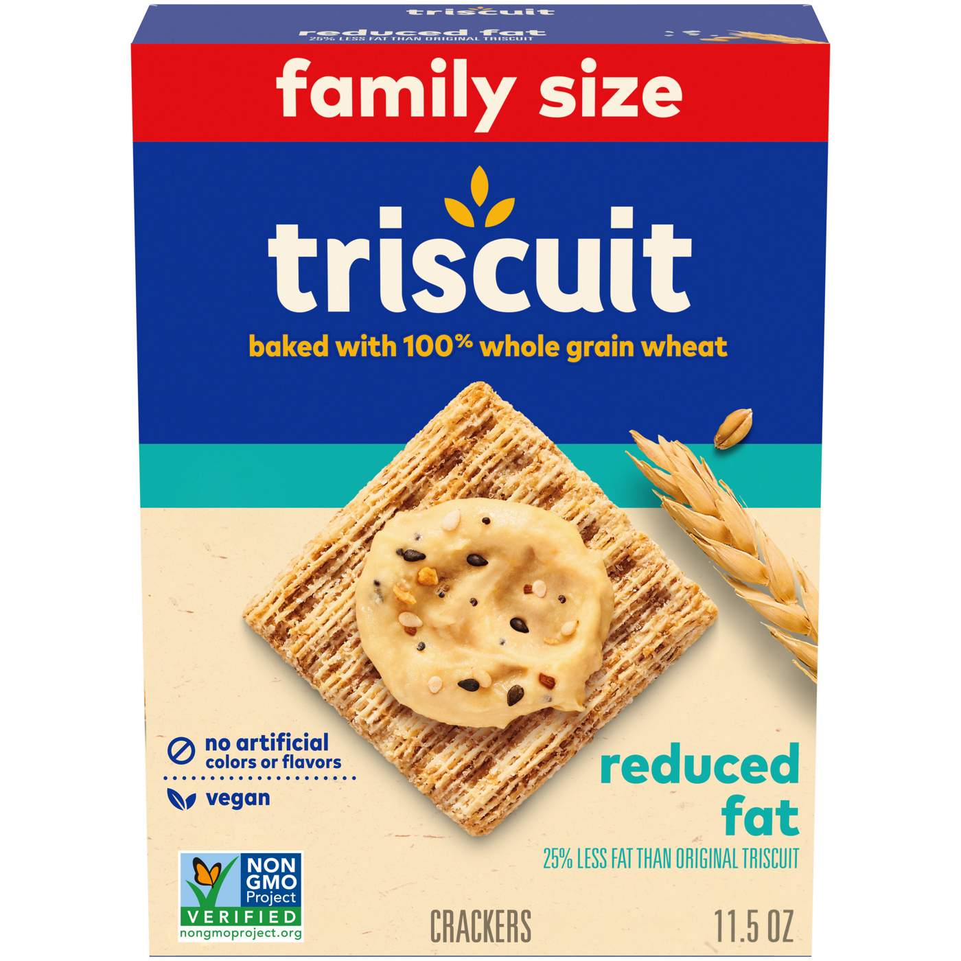 Triscuit Reduced Fat Whole Grain Wheat Crackers Family Size; image 1 of 8