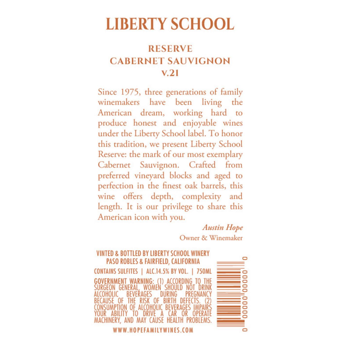 Liberty School Cabernet Sauvignon; image 6 of 7