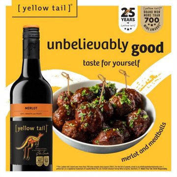 Yellow Tail Merlot Australia Red Wine, 750 mL