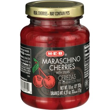 H-E-B Stemmed Maraschino Cherries, 10 oz