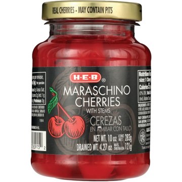 H-E-B Stemmed Maraschino Cherries, 10 oz