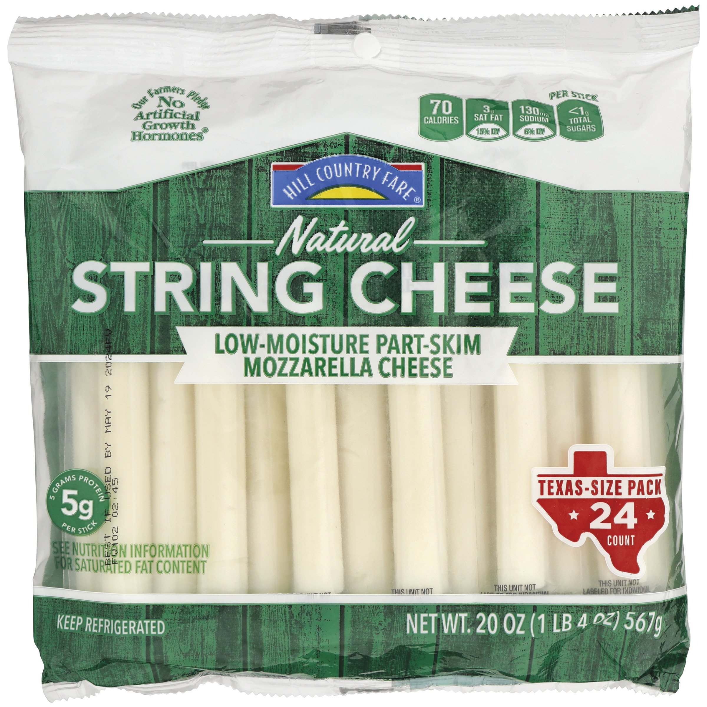 Hill Country Fare Natural Mozzarella String Cheese - Texas-Size | Fig App