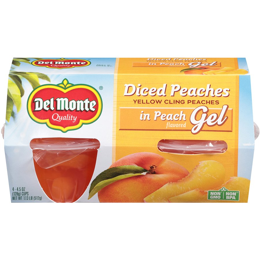 Del Monte Fruit & Gel Diced Peaches In Peach Gel 4 CT Shop Fruit at HEB