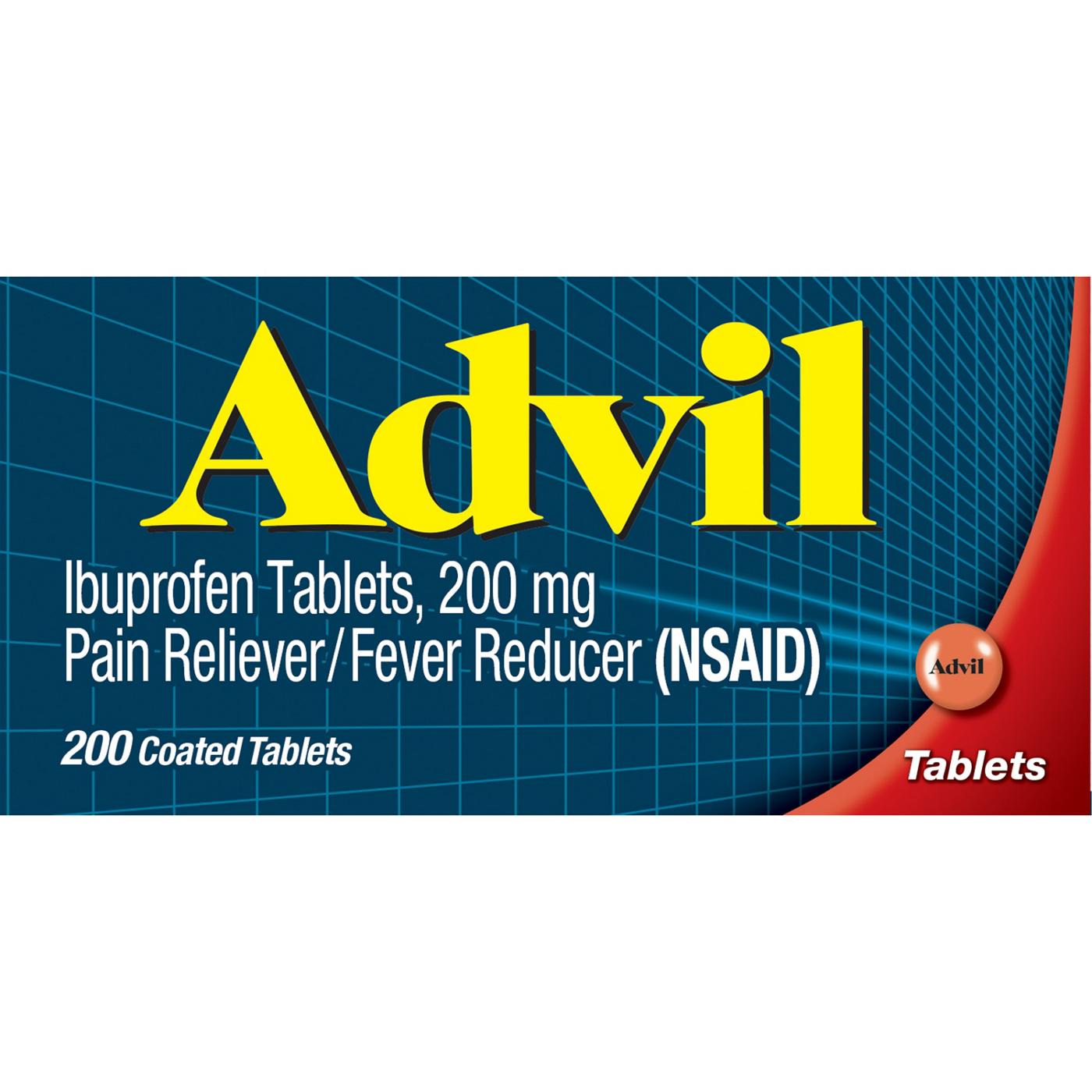 Advil Pain Reliever and Fever Reducer, Ibuprofen 200mg for Pain Relief; image 1 of 2