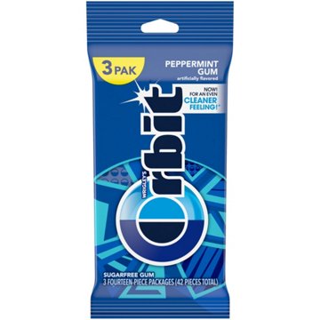Orbit Peppermint Sugar Free Chewing Gum, 3 pk, 42 pc
