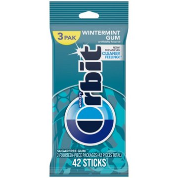 Orbit Wintermint Sugar Free Chewing Gum, 3 pk, 42 pc